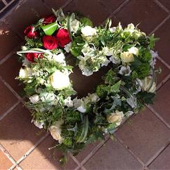 Open Heart with red Rose Cluster