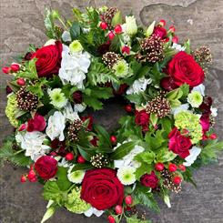 Red, White and Lime Green Wreath
